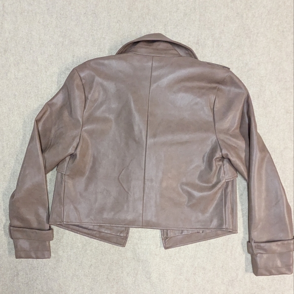 Bagatelle Taupe Faux Leather Women's Blazer Jacket So Soft!  Size Small - Picture 7 of 8
